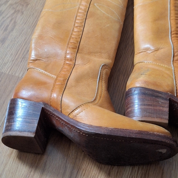 70's Frye Banana Leather Black Label Campus Tall Boots Size 5.5 8559 Rare - Picture 3 of 16